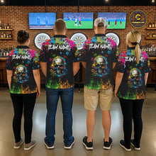 Load image into Gallery viewer, Custom Colorful Skull Dart Arrow Fire Flame Men Darts Quarter-Zip League Shirts Dart Jerseys NYN2242