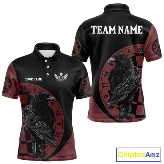 Personalized Black Raven Celtic Tribal Polynesian Dart Shirts For Men, Custom Dart Jerseys NYN0011