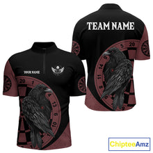 Load image into Gallery viewer, Personalized Black Raven Celtic Tribal Polynesian Dart Shirts For Men, Custom Dart Jerseys NYN0011