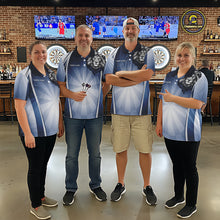 Load image into Gallery viewer, Personalized Blue And Silver Funny Lion Darts Shirt Lion Darts Polo &amp; 1/4-Zip For Men Darts Gifts NYN2899