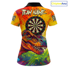 Load image into Gallery viewer, Colorful Dinosaur Funny Darts Shirt For Women Custom Splatter Paint Dart Outfits Jerseys NYN3116