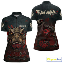 Load image into Gallery viewer, Red Splatter Grunge Dinosaur Darts Shirt For Women Custom Skeleton Horror Team Dart Jerseys NYN3118