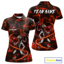 Load image into Gallery viewer, Red Lightning Dragon Bowling Polo Shirt For Women Custom Fire Flame Bowling Team Outfits