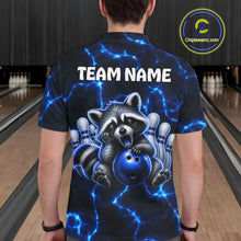 Load image into Gallery viewer, Funny Sleeping Raccoon Mens Bowling Shirt Custom Thunder Lightning Cute Bowling Team Outfits NYN3284