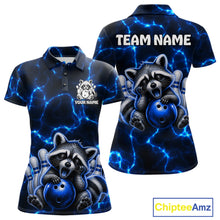 Load image into Gallery viewer, Funny Raccoon Women Bowling Polo Shirt Custom Lightning Cute Bowling Team Outfits