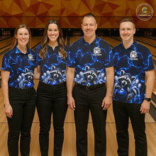 Load image into Gallery viewer, Funny Sleeping Raccoon Women Bowling Shirt Custom Thunder Lightning Cute Bowling Team Outfits NYN3284