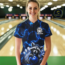 Load image into Gallery viewer, Funny Sleeping Raccoon Women Bowling Shirt Custom Thunder Lightning Cute Bowling Team Outfits NYN3284