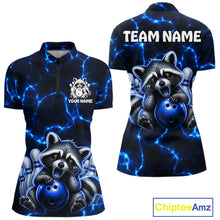 Load image into Gallery viewer, Funny Raccoon Women Bowling 1/4-Zip Shirt Custom Lightning Cute Bowling Team Outfits