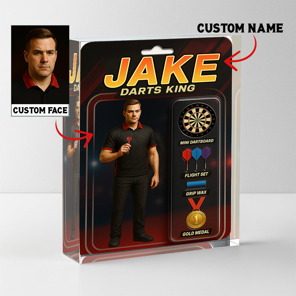 Darts King Toy Box Acrylic Plate Custom Face And Name For Darts Players, Darts Gift NYN0599