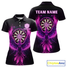 Load image into Gallery viewer, Custom Funny Flame Phoenix Pink Dartboard Dart Women Polo Jerseys Outfits Dart Shirts NYN1743