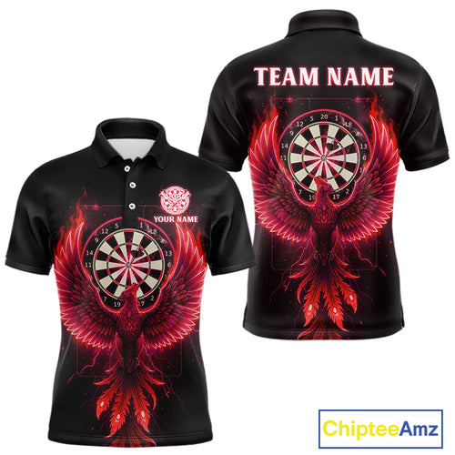 Custom Funny Flame Phoenix Red Dartboard Dart Men Polo Jerseys Outfits Dart Shirts NYN1744