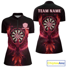 Load image into Gallery viewer, Custom Funny Flame Phoenix Red Dartboard Dart Women Quarter-Zip Jerseys Outfits Dart Shirts NYN1744