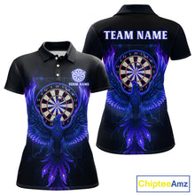 Load image into Gallery viewer, Custom Funny Flame Phoenix Blue Dartboard Dart Women Polo Jerseys Outfits Dart Shirts NYN1745