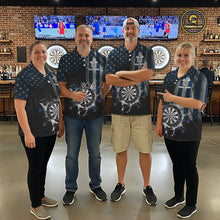 Load image into Gallery viewer, Custom Blue US Flag Water Dartboard Men Darts Quarter-Zip League Shirts Patriotic Dart Jerseys NYN2246