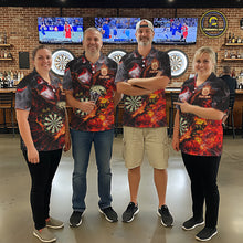 Load image into Gallery viewer, Red Smokes Flaming Eagle Dartboard Custom Men Darts Quarter-Zip League Shirts Fire Dart Jerseys NYN2252