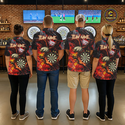 Red Smokes Flaming Eagle Dartboard Custom Men Darts Polo League Shirts Fire Dart Jerseys NYN2252