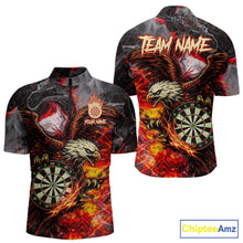 Load image into Gallery viewer, Red Smokes Flaming Eagle Dartboard Custom Men Darts Quarter-Zip League Shirts Fire Dart Jerseys NYN2252