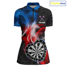 Load image into Gallery viewer, Smoke US Flag Colorful Heart Dartboard Women Darts Valentine Shirt Custom Dart 1/4-Zip Couple Gifts NYN2544
