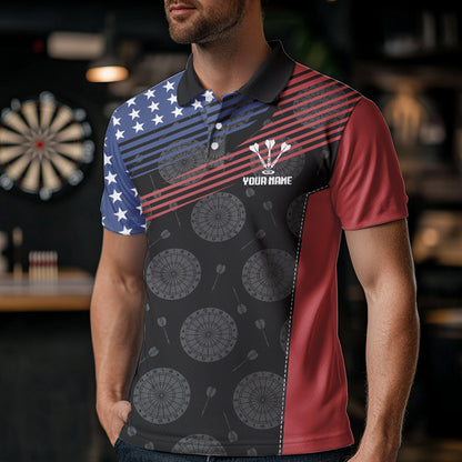 Personalized US Flag Skull Custom Patriotic Dart Shirts For Men, Dart Team Jerseys NYN0013