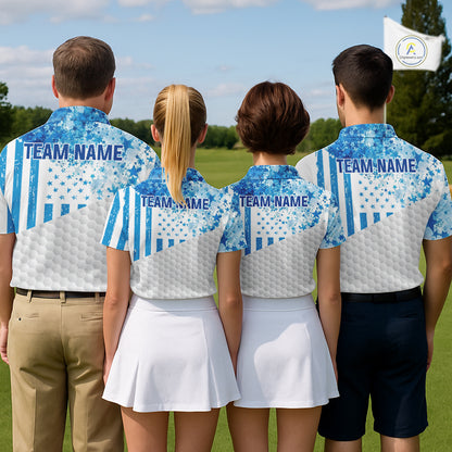 White And Blue American Flag Golf Polos Shirts For Men Custom Patriotic Mens Golf Attire NYN2913