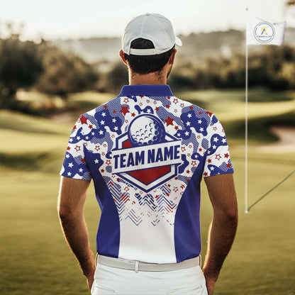 Mens Golf Polo Shirt Camouflage US Flag Custom Patriotic Golf Team Shirts For Men, Golf Gifts NYN2916