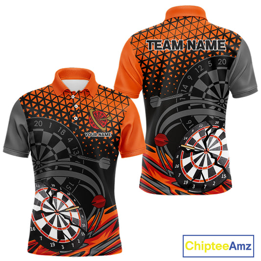 Modern Tangerine & Black Geometric Dartboard - Custom Men's Darts Jersey With Name NYN0338