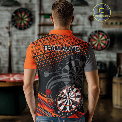 Modern Tangerine & Black Geometric Dartboard - Custom Men's Darts Jersey With Name NYN0338