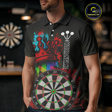 Load image into Gallery viewer, Multicolor Crown Dartboard Grunge Darts Shirt For Men - Custom Name &amp; Team Jersey NYN0608