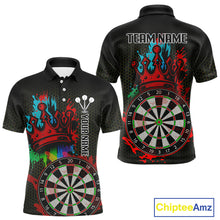 Load image into Gallery viewer, Multicolor Crown Dartboard Grunge Darts Shirt For Men - Custom Name &amp; Team Jersey NYN0608