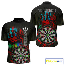 Load image into Gallery viewer, Multicolor Crown Dartboard Grunge Darts Shirt For Men - Custom Name &amp; Team Jersey NYN0608
