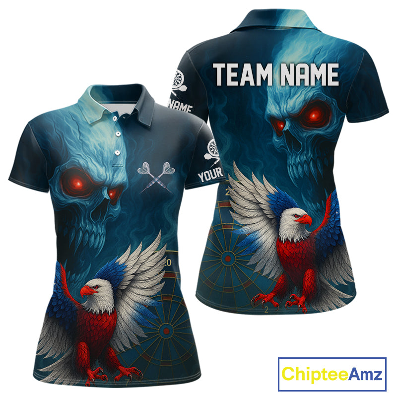 Custom Women Darts Shirt Personalized Smoke Skull Eagle Dartboard Dart Team Jerseys NYN1167