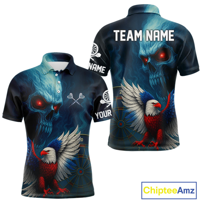 Custom Men Darts Shirt Personalized Smoke Skull Eagle Dartboard Dart Team Jerseys NYN1167