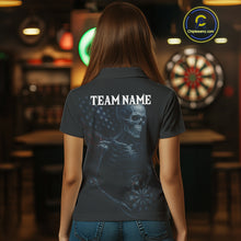 Load image into Gallery viewer, Custom Patriotic Women Darts Shirt Personalized US Flag Skull Dartboard Outfit Dart Team Shirts NYN1168