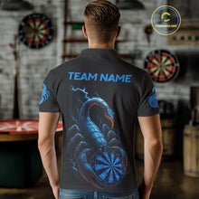 Load image into Gallery viewer, Custom Lightning Blue And Black Scorpion Dart Polo Shirt For Men Outfits Dart Team Jersey NYN1496