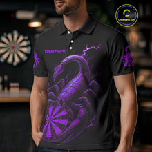 Load image into Gallery viewer, Custom Lightning Purple And Black Scorpion Dart Polo Shirt For Men Outfits Dart Team Jersey NYN1497