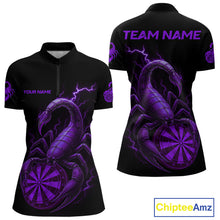 Load image into Gallery viewer, Custom Lightning Purple And Black Scorpion Dart 1/4-Zip  Shirt For Women Outfits Dart Team Jersey NYN1497
