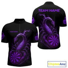 Load image into Gallery viewer, Custom Lightning Purple And Black Scorpion Dart 1/4-Zip Shirt For Men Outfits Dart Team Jersey NYN1497