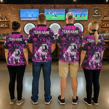 Load image into Gallery viewer, Custom Purple Splash Funny Bulldog Men Darts Quarter-Zip League Shirts Splatter Dart Team Jerseys NYN2254