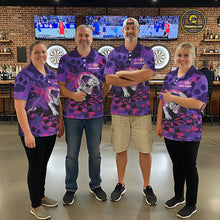Load image into Gallery viewer, Pink &amp; Purple Splatter Funny Lazy Bulldog Custom Men Darts Quarter-Zip Shirts Dart League Jerseys NYN2256