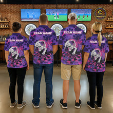 Load image into Gallery viewer, Pink &amp; Purple Splatter Funny Lazy Bulldog Custom Men Darts Quarter-Zip Shirts Dart League Jerseys NYN2256
