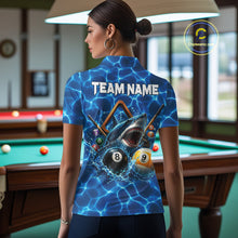 Load image into Gallery viewer, Lightning Blue Waving Funny Shark Women Billiard Shirts Custom 8 Ball &amp; 9 Ball Billiard Team Jersey NYN3305