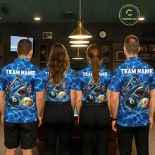 Load image into Gallery viewer, Lightning Blue Waving Funny Shark Women Billiard Shirts Custom 8 Ball &amp; 9 Ball Billiard Team Jersey NYN3305