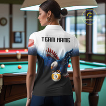 Load image into Gallery viewer, Grunge Blue Funny Eagle 8 Ball &amp; 9 Ball Women Billiard Shirts Custom Patriotic Billiard Team Attire NYN3307