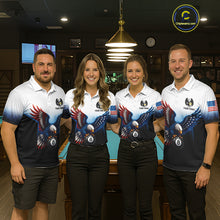 Load image into Gallery viewer, Grunge Blue Funny Eagle 8 Ball &amp; 9 Ball Women Billiard Shirts Custom Patriotic Billiard Team Attire NYN3307