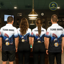 Load image into Gallery viewer, Grunge Blue Funny Eagle 8 Ball &amp; 9 Ball Women Billiard Shirts Custom Patriotic Billiard Team Attire NYN3307