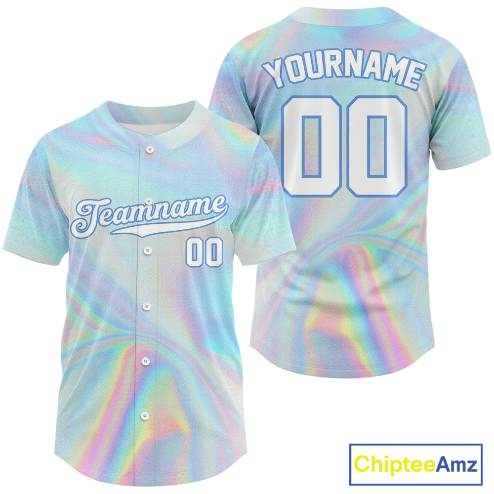 Custom Holographic Baseball Jersey For Men - Personalized Youth Authentic Baseball Jerseys NYN1179
