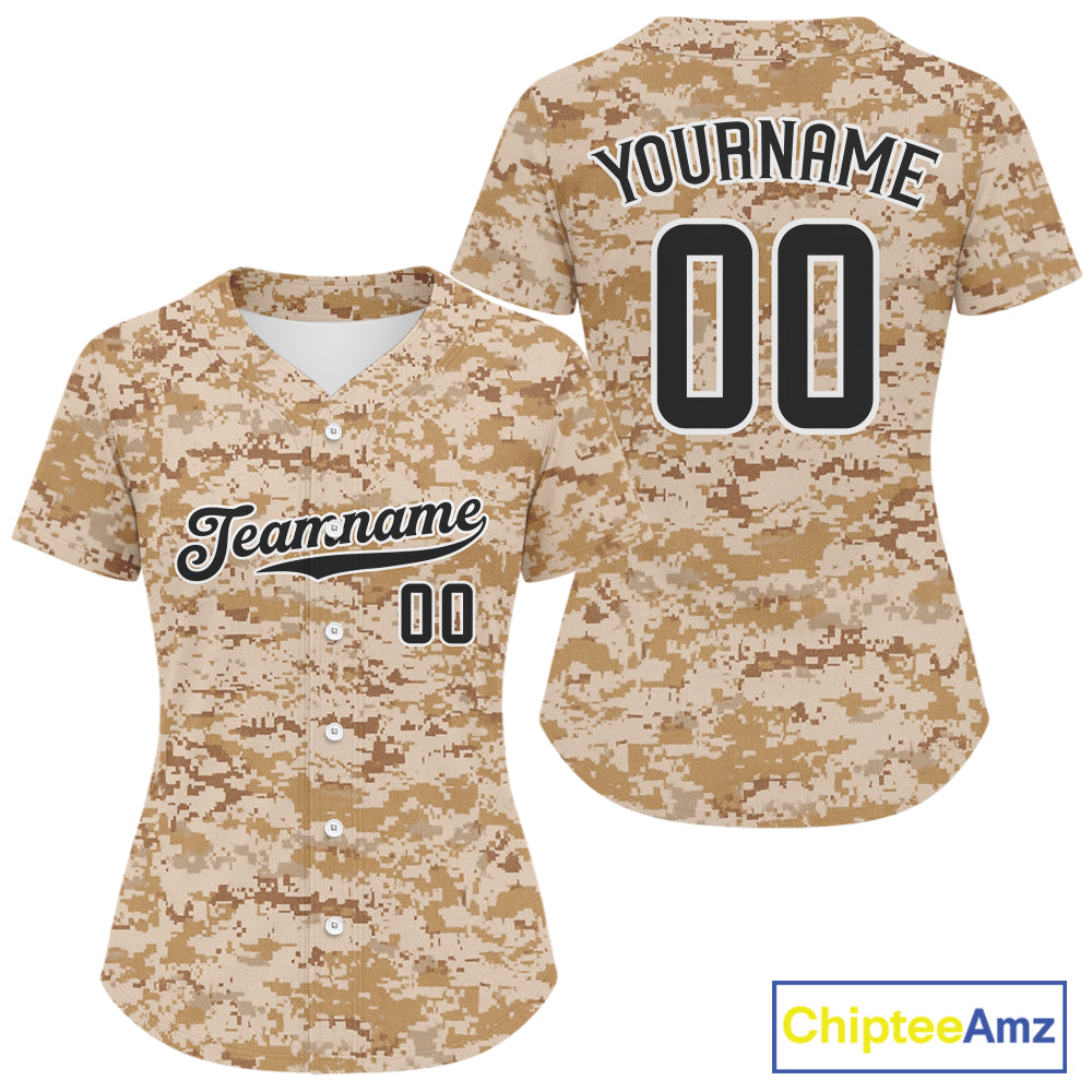 Personalized Brown-White Baseball Jerseys Custom Camouflage Baseball Jersey For Women NYN1188