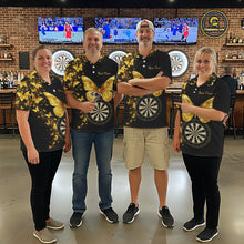 Load image into Gallery viewer, Gold Butterfly 3D Dartboard Custom Men Darts Quarter-Zip League Shirts Dart Team Jerseys NYN2262