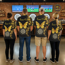 Load image into Gallery viewer, Gold Butterfly 3D Dartboard Custom Men Darts Quarter-Zip League Shirts Dart Team Jerseys NYN2262