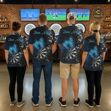 Load image into Gallery viewer, Custom Silver Butterfly Blue Smoking Grunge Dartboard Women Darts Quarter-Zip Shirts Dart Jerseys NYN2266